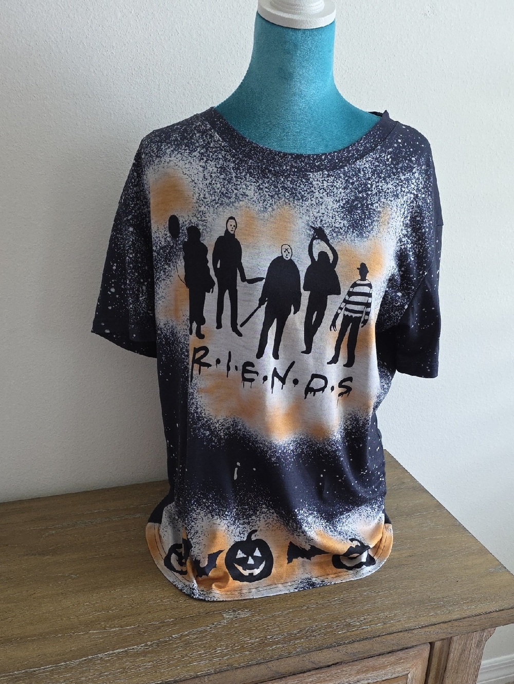 Women's Halloween Graphic Tee - Black & Orange Friends Design